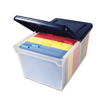 Innovative Storage Designs File Tote With Label - Clear/Black Letter Legal File Organizer