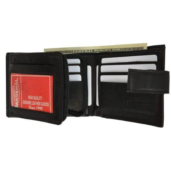 Extra Capacity Genuine Cowhide Leather Bifold Expandable Trifold Wallet 2092 CF