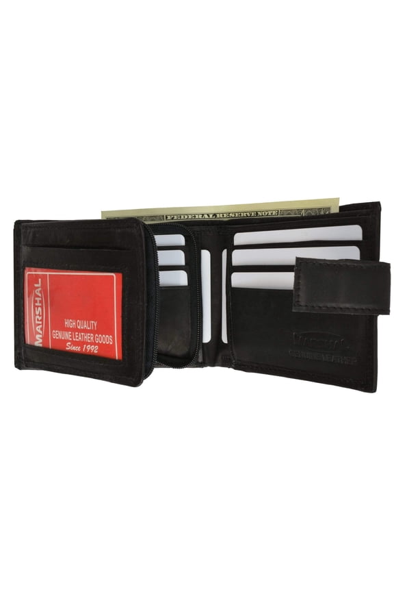 Extra Capacity Genuine Cowhide Leather Bifold Expandable Trifold Wallet 2092 CF