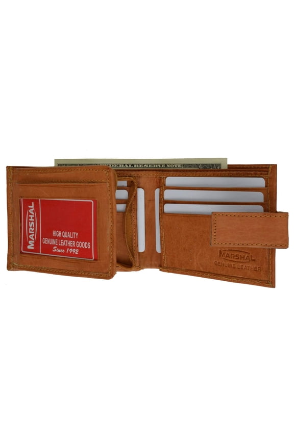 Extra Capacity Genuine Cowhide Leather Bifold Expandable Trifold Wallet 2092 CF