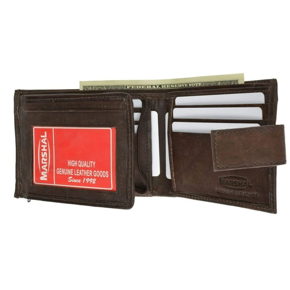 Extra Capacity Genuine Cowhide Leather Bifold Expandable Trifold Wallet 2092 CF