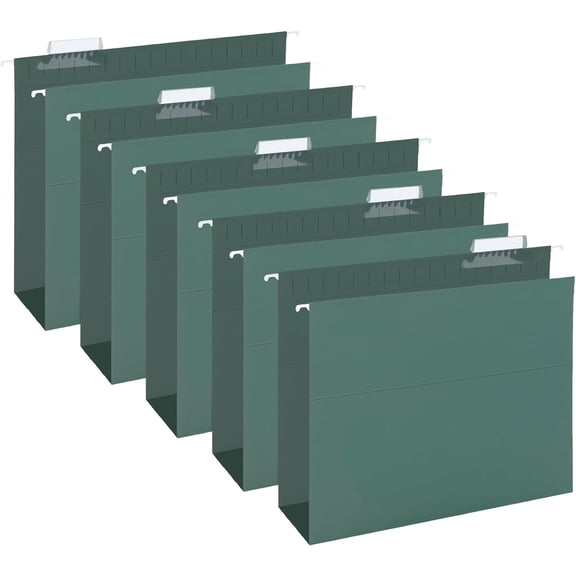 HERKKA Extra Capacity Hanging File Folders, 30 Pack Reinforced Hang Folders with Heavy Duty 2 Inch Expansion, Designed for Bulky Files, Medical Charts, Letter Size, Green