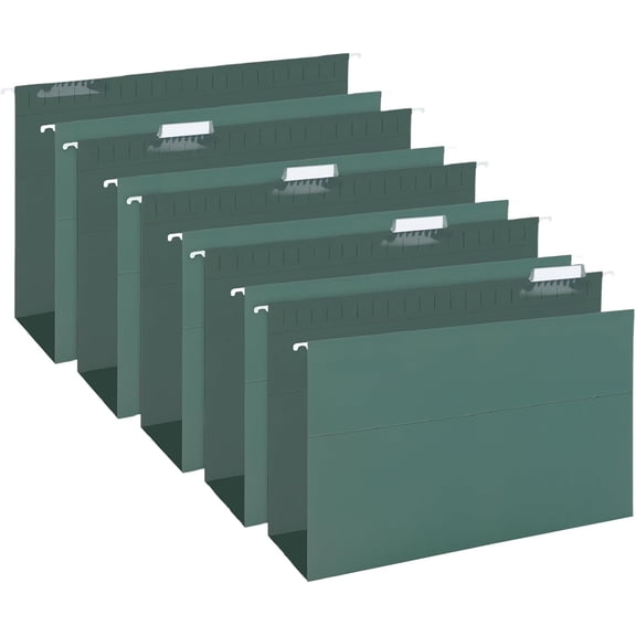 Extra Capacity Hanging File Folders, 30 Pack Reinforced Legal Size Hanging Folders with Heavy Duty 3 Inch Expansion, Designed for Bulky Files, Medical Charts, Green