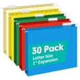 thumbnail image 1 of Extra Capacity Hanging File Folders, 30 Pack Reinforced Letter Size Hanging Folders with Heavy Duty 2 Inch Expansion, Designed for Bulky Files, Medical Charts, Assorted Colors, 1 of 7