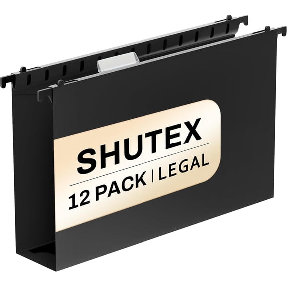 Extra Capacity Legal Size Plastic Hanging File Folders,12 Pack Reinforced Legal Size Hanging Folder with Heavy Duty 2 Inch Expansion,Filing Cabinet Folders,for Bulky Files, Medical Charts,Black