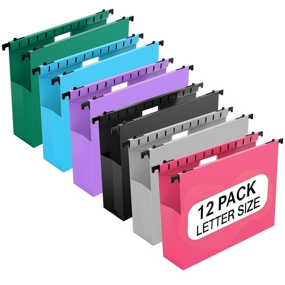 Wuxiuli Extra Capacity Plastic Letter Size Hanging File Folders 8.5 x 11 Inches 12 Pack