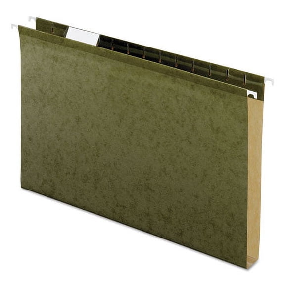 "Extra Capacity Reinforced Hanging File Folders With Box Bottom, Legal Size, 1/5-Cut Tab, Standard Green, 25/box | Bundle of 2 Boxes"