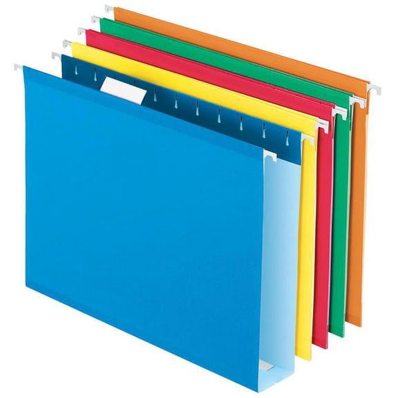 "Extra Capacity Reinforced Hanging File Folders With Box Bottom, Letter Size, 1/5-Cut Tab, Assorted, 25/box | Bundle of 5 Boxes"
