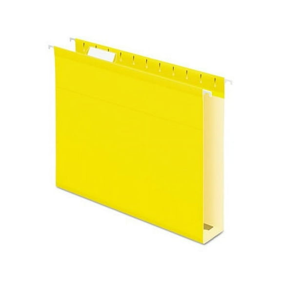 Extra Capacity Reinforced Hanging File Folders with Box Bottom Letter Size, 1/5-Cut Tab, Yellow, 25/Box