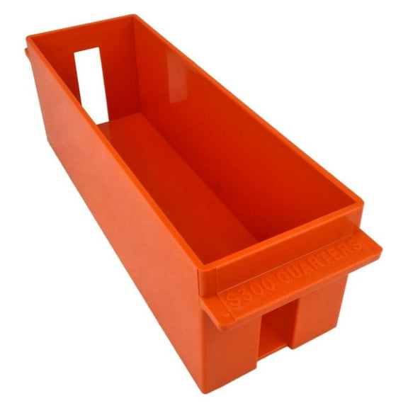 Extra-Capacity Rolled Coin Plastic Storage Tray, Quarters, Orange (1 Tray)