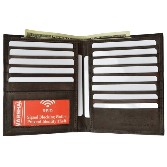 Extra Capicity RFID Blocking Bifold Hipster Credit Card Wallet Premium Leather RFID 2502 (C)