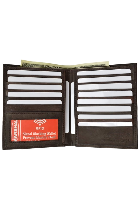 Extra Capicity RFID Blocking Bifold Hipster Credit Card Wallet Premium Leather RFID 2502 (C)