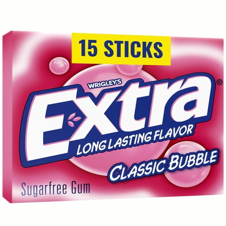 Extra Classic Bubble Gum Sugar Free Chewing Gum, Single Pack- 15 Stick