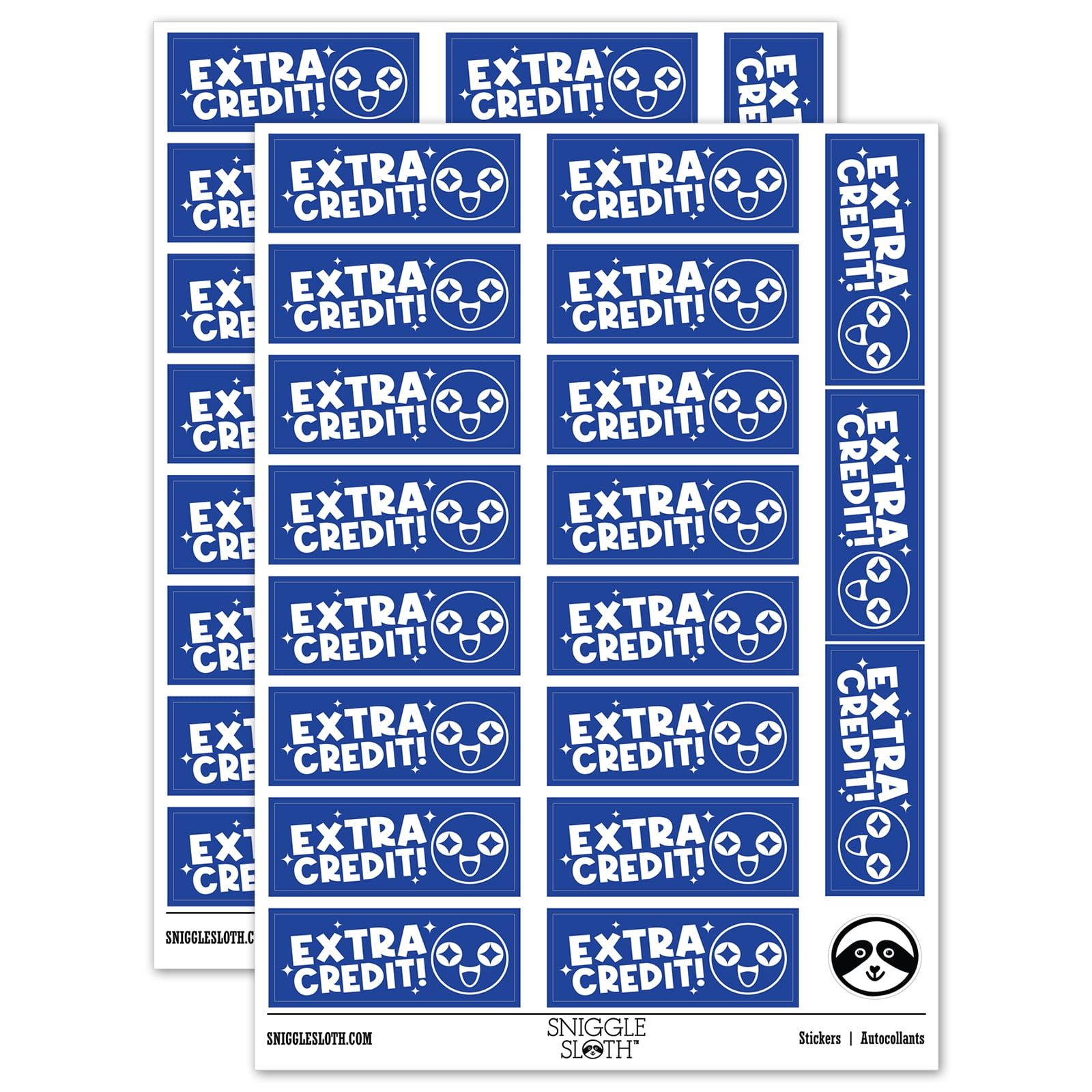 Extra Credit Excited Face Teacher Student School Sticker Set - Dark ...