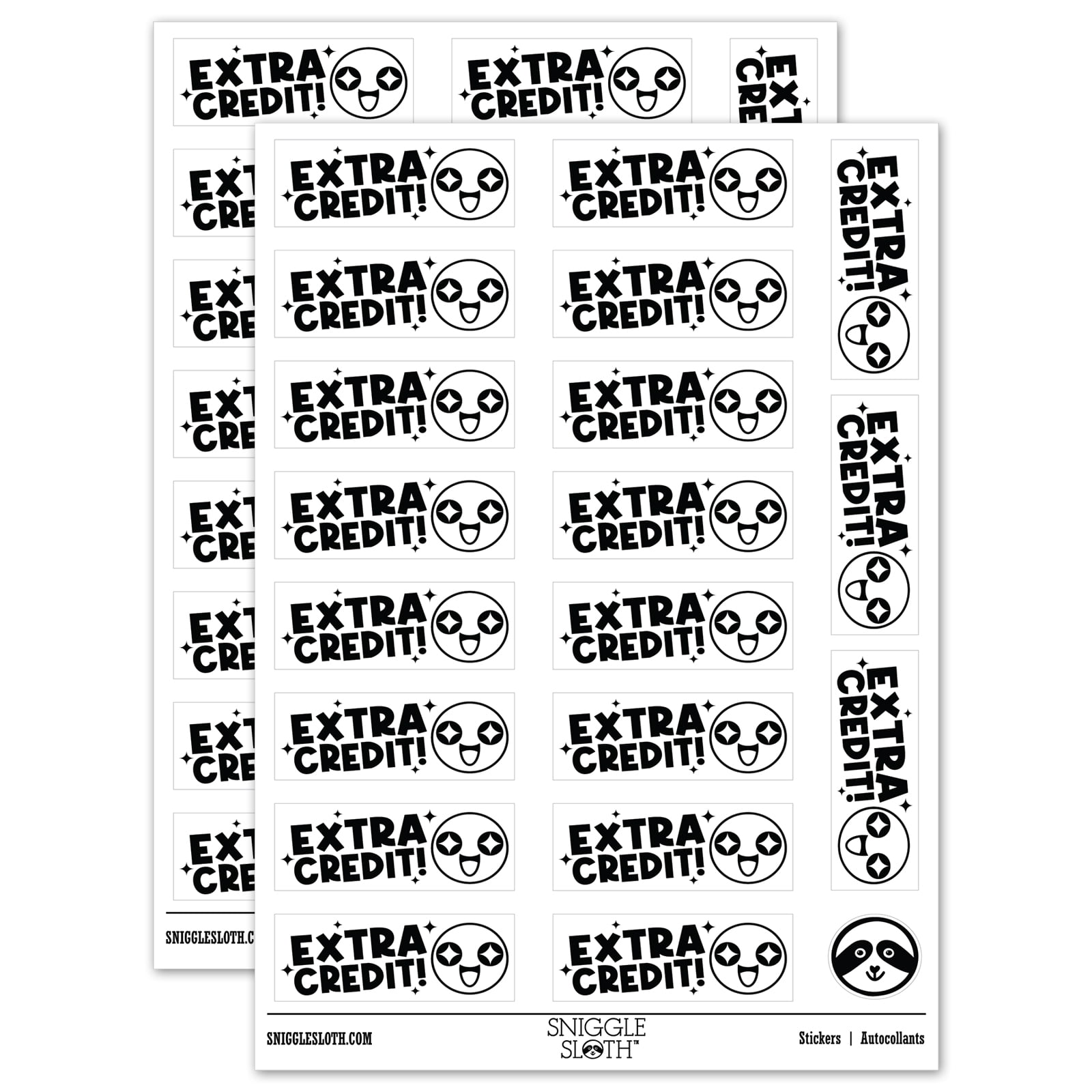 Extra Credit Excited Face Teacher Student School Sticker Set - White ...