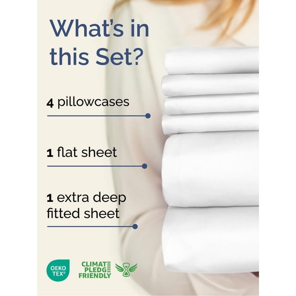 Extra Deep Cal King Sheet Set - 6 Piece Breathable and Cooling Sheets - Hotel Luxury Bedding for Women, Men, Kids & Teens - Easy Secure Fit - Soft & Wrinkle Free - Extra Deep Pockets - Heathered Blue
