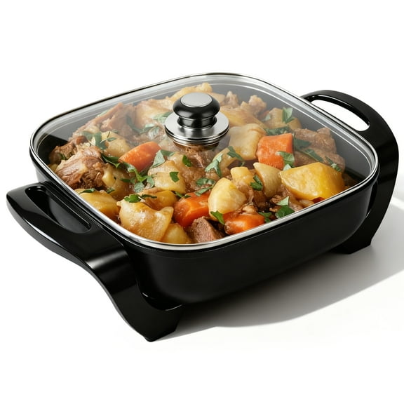 Electric Skillet with Non-Stick Coating, 25-Cup (6L) Large Capacity, Adjustable Temp Control for Frying, Boiling & Family Cooking