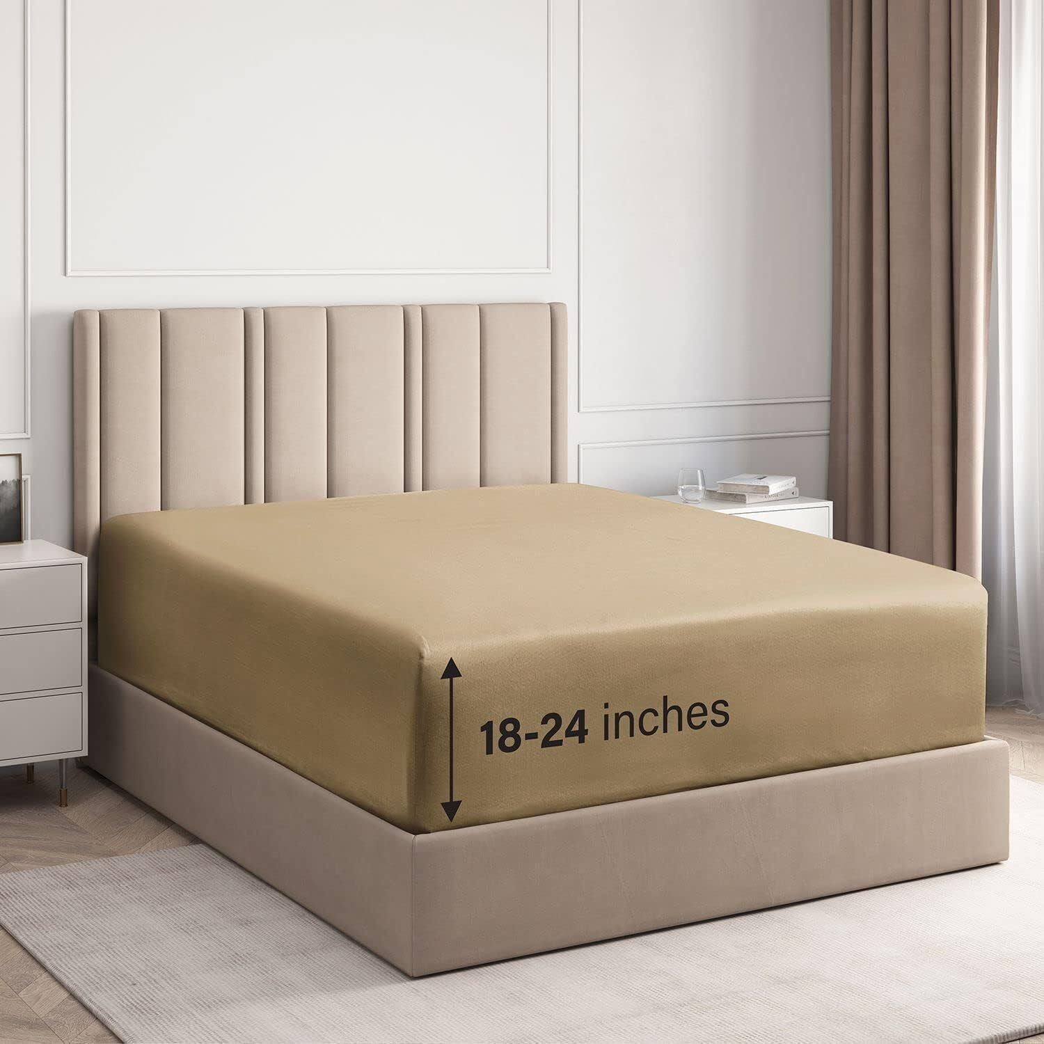 Beige Microfiber Full Deep Pocket Fitted Sheet