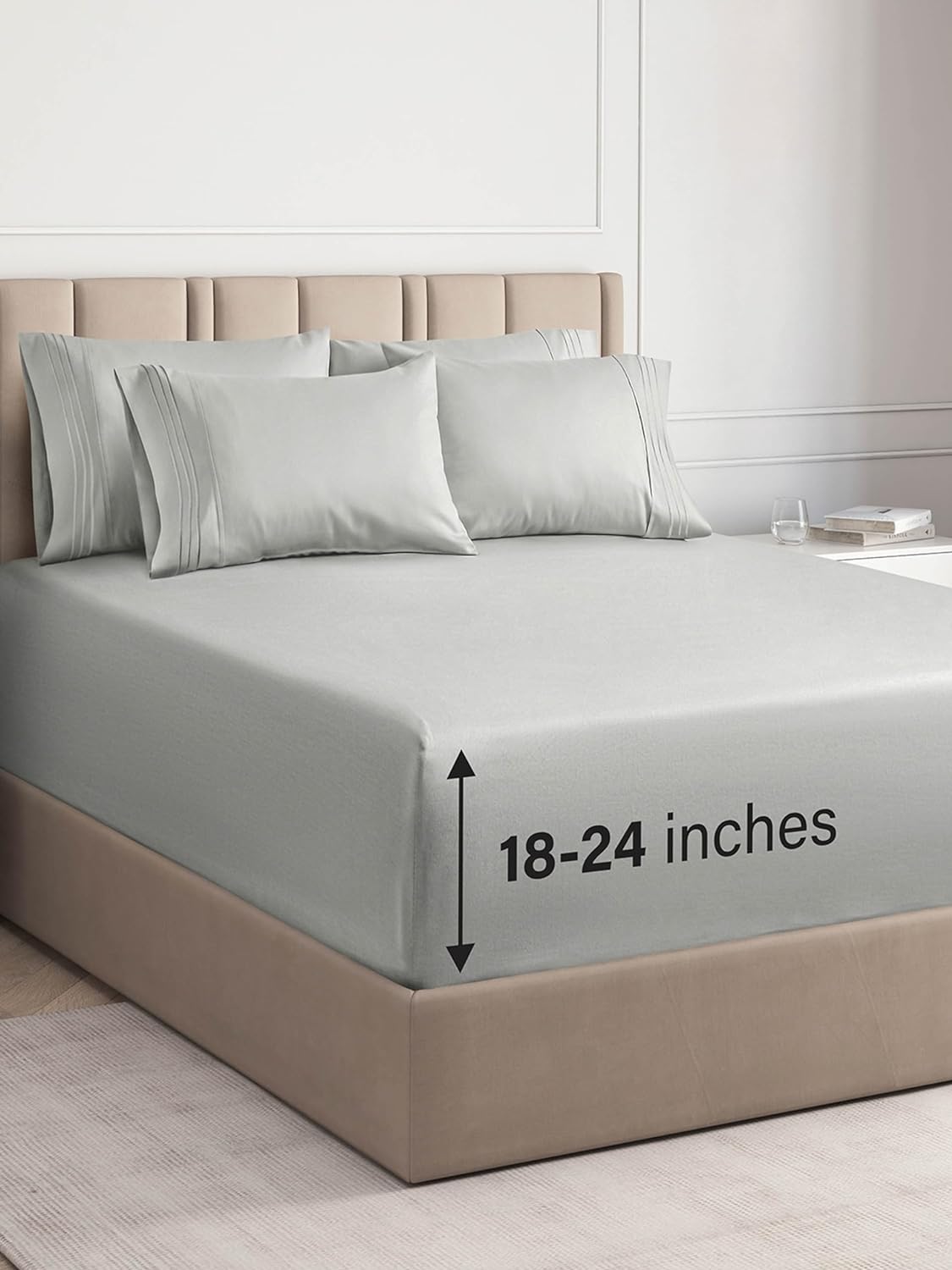 Extra Deep King Sheet Set 6 Piece Breathable & Cooling Sheets Hotel