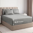 thumbnail image 1 of CGK Linens 6-Piece Extra Deep Pocket Sheet Set With Extra Matching Pillowcases - King Size Bed Sheets Fits 18"-24" Mattresses, Heathered Grey, 1 of 7