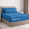 thumbnail image 1 of CGK Linens 6-Piece Extra Deep Pocket Sheet Set With Extra Matching Pillowcases - King Size Bed Sheets Fits 18"-24" Mattresses, Royal Blue, 1 of 7