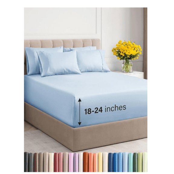 Extra Deep King Sheet Set - 6 Piece Breathable & Cooling Sheets - Hotel Luxury Bed Sheets Set - Easy & Secure Fit - Soft, Wrinkle Free & Comfy Sheets Set -