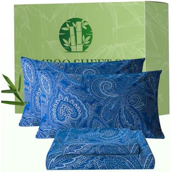 Levoo Cooling Sheets Queen Size – Rayon From Bamboo, Extra Deep Pocket, Silky Soft & Temperature Regulating