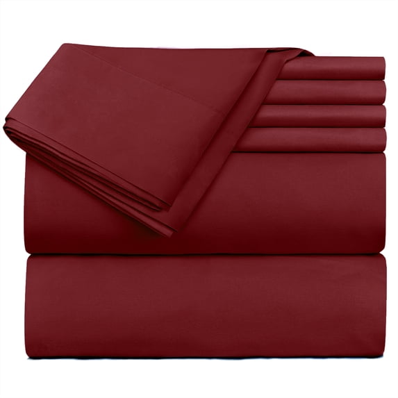 Extra Deep Pocket 4 Piece Bed Sheet Set – Super Deep Fitted Sheet Fits Mattress from 18-24 inces Depth – Double Brushed Microfiber Sheets with 2 Pillow Cases, Twin XL, Burgundy