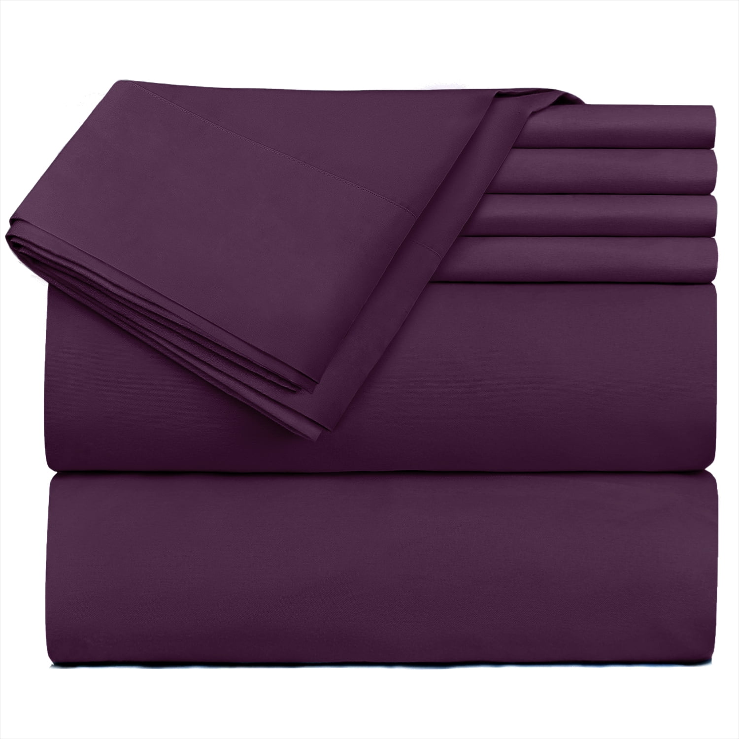 Extra Deep Pocket 4 Piece Bed Sheet Set – Super Deep Fitted Sheet Fits Mattress from 18-24 inces Depth – Double Brushed Microfiber Sheets with 2 Pillow Cases, Twin, Eggplant