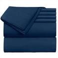 thumbnail image 1 of Extra Deep Pocket 6 Piece Bed Sheet Set – Super Deep Fitted Sheet Fits Mattress from 18-24 inces Depth – Double Brushed Microfiber Sheets with 4 Pillow Cases, California King, Navy Blue, 1 of 7