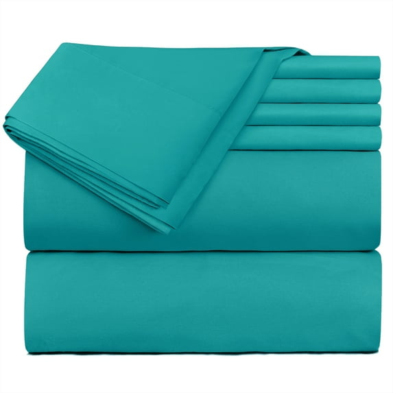 Extra Deep Pocket 6 Piece Bed Sheet Set – Super Deep Fitted Sheet Fits Mattress from 18-24 inces Depth – Double Brushed Microfiber Sheets with 4 Pillow Cases, California King, Teal