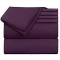 thumbnail image 1 of Extra Deep Pocket 6 Piece Bed Sheet Set – Super Deep Fitted Sheet Fits Mattress from 18-24 inces Depth – Double Brushed Microfiber Sheets with 4 Pillow Cases, California King, Eggplant, 1 of 6