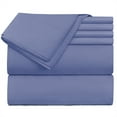 thumbnail image 1 of Extra Deep Pocket 6 Piece Bed Sheet Set – Super Deep Fitted Sheet Fits Mattress from 18-24 inces Depth – Double Brushed Microfiber Sheets with 4 Pillow Cases, California King, Steel Blue, 1 of 6