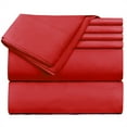 thumbnail image 1 of Extra Deep Pocket 6 Piece Bed Sheet Set – Super Deep Fitted Sheet Fits Mattress from 18-24 inces Depth – Double Brushed Microfiber Sheets with 4 Pillow Cases, California King, Cherry Red, 1 of 6