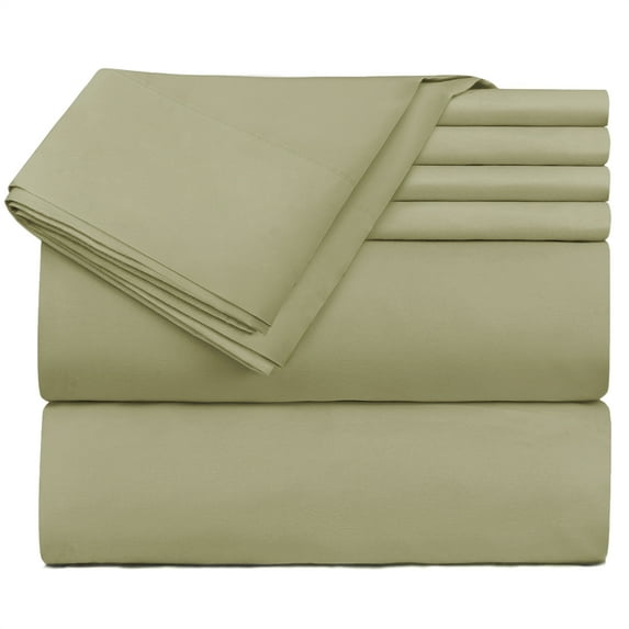 Extra Deep Pocket 6 Piece Bed Sheet Set – Super Deep Fitted Sheet Fits Mattress from 18-24 inces Depth – Double Brushed Microfiber Sheets with 4 Pillow Cases, King, Sage