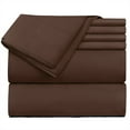 thumbnail image 1 of Extra Deep Pocket 6 Piece Bed Sheet Set – Super Deep Fitted Sheet Fits Mattress from 18-24 inces Depth – Double Brushed Microfiber Sheets with 4 Pillow Cases, Queen, Brown, 1 of 6
