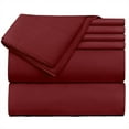 thumbnail image 1 of Extra Deep Pocket 6 Piece Bed Sheet Set – Super Deep Fitted Sheet Fits Mattress from 18-24 inces Depth – Double Brushed Microfiber Sheets with 4 Pillow Cases, Split King, Burgundy, 1 of 6