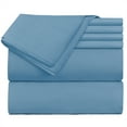 thumbnail image 1 of Extra Deep Pocket 6 Piece Bed Sheet Set – Super Deep Fitted Sheet Fits Mattress from 18-24 inces Depth – Double Brushed Microfiber Sheets with 4 Pillow Cases, Split King, Blue Heaven, 1 of 6
