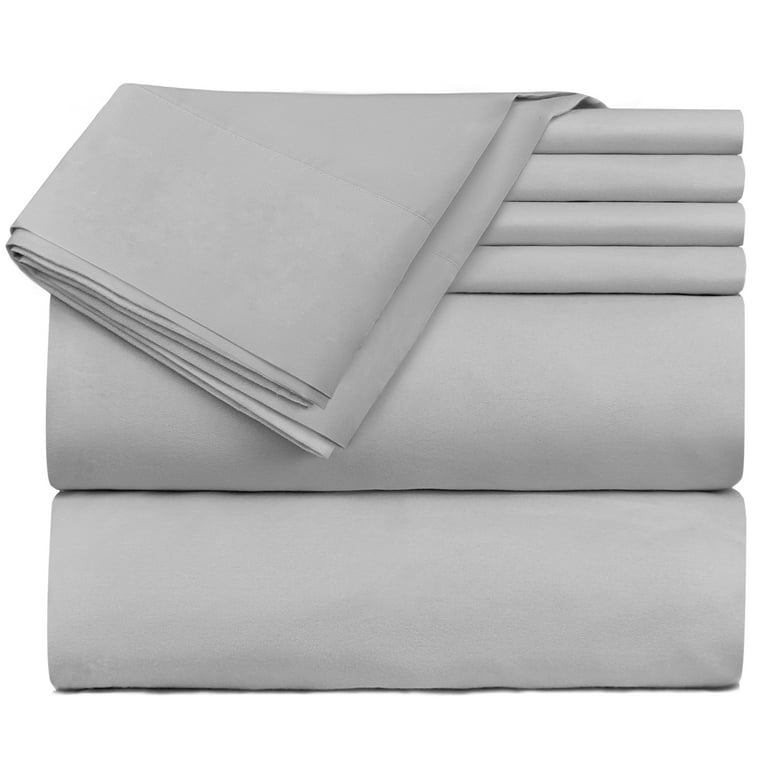 Extra Deep Pocket 6 Piece Bed Sheet Set – Super Deep Fitted Sheet Fits  Mattress from 18-24 inces Depth – Double Brushed Microfiber Sheets with 4  Pillow Cases, Queen, Silver 