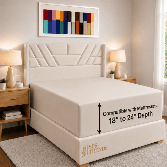 Extra Deep Pocket Fitted Sheet Elastic Corner Straps Fitted Sheet 18" - 24" Twin XL Size Linen Color