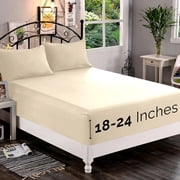 Extra Deep Pocket Fitted Sheet, Fits 18 In to 24 In Mattress, Single Fitted Sheet Only - Twin/Twin XL Cream