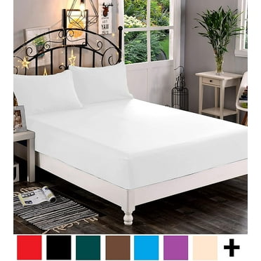 Extra Deep Pocket Fitted Sheet - Single Fitted Sheet Only - Extra Deep Pockets Queen Size Sheets - Fits 18 In to 24 In Mattress Twin White
