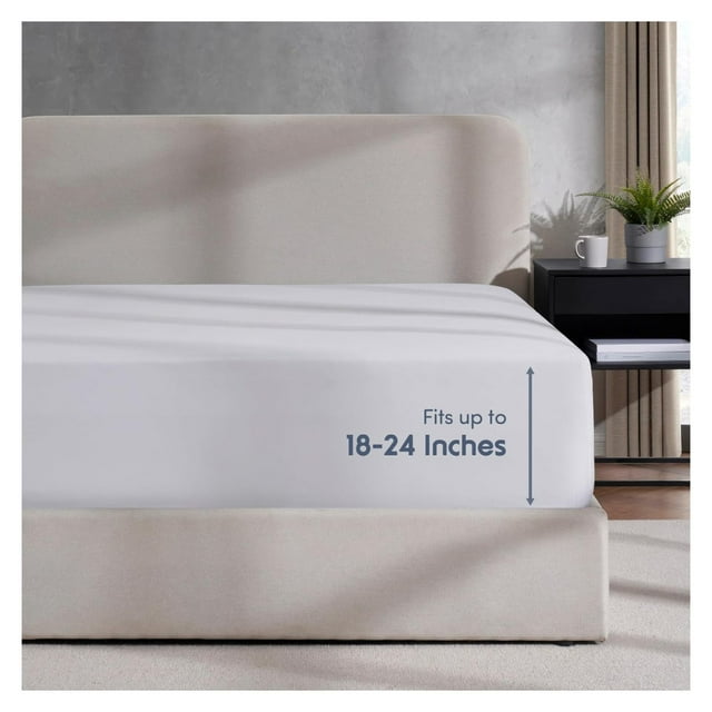 Extra Deep Pocket King Fitted Sheet, White Fitted Sheet King Size, 1800