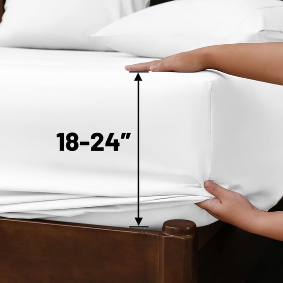 Extra Deep Pocket King Sheets 18-24 Inch Egyptian Cotton 1000 Thread Count Sateen Weave Soft Breathable 4 Pieces