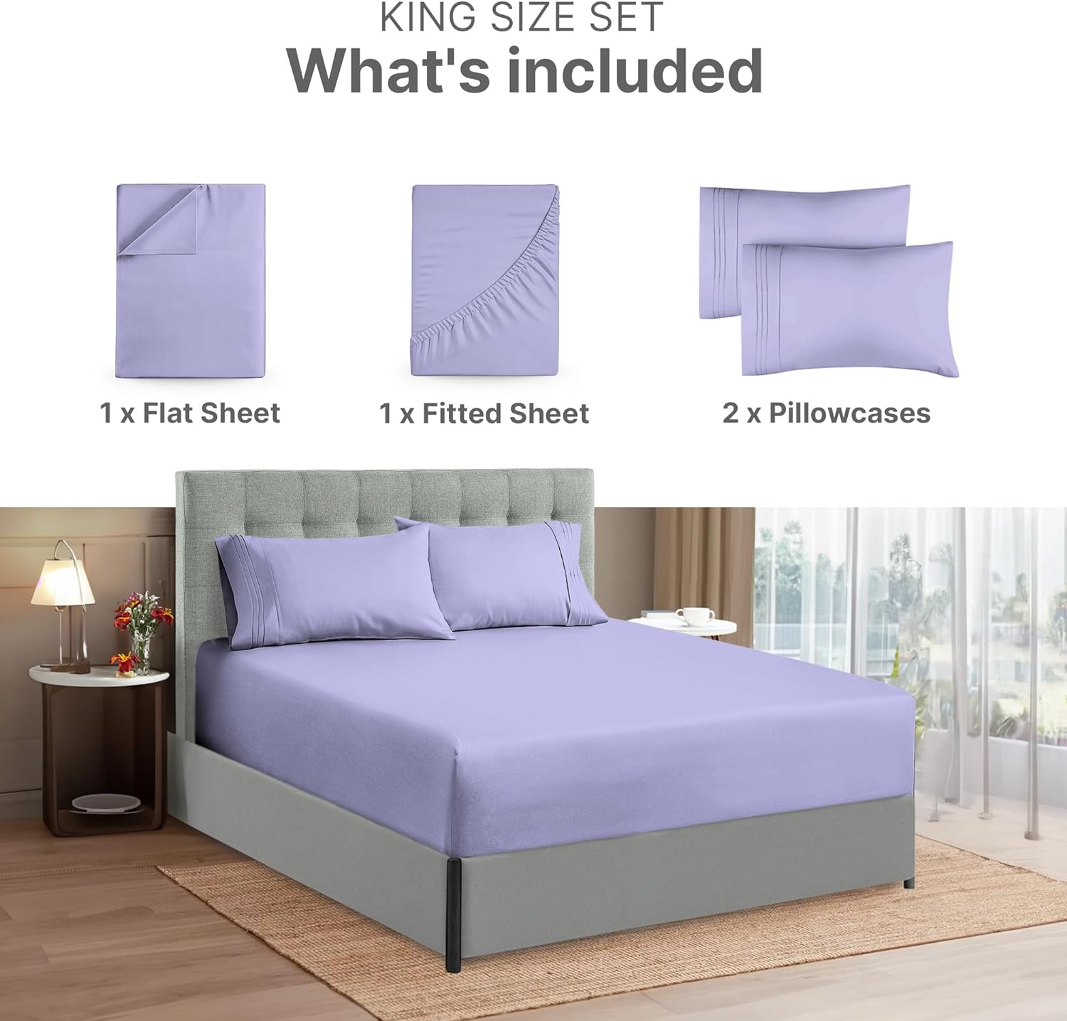 Extra Deep Pocket King Sheets 4 Piece Breathable & Cooling Bed Sheets