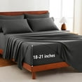 thumbnail image 1 of Extra Deep Pocket King Sheets - 6 Piece Sheet Set - Fits Up to 21 inches Thick Mattresses - Luxury Bedding Set - Breathable Bed Sheets & Pillowcases - Easy & Secure Fit - Dark Grey, King Size, 1 of 9