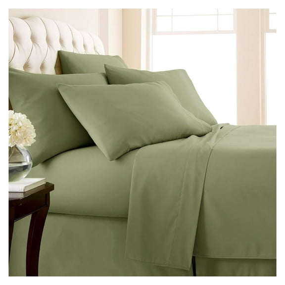 Extra Deep Pocket King Size Sheets Set, 6-Piece Soft Microfiber Bed Sheets with 21" Deep Fitted Sheet King, Oversize Flat Sheet, 4 Pillowcases, Sage Green Sheets