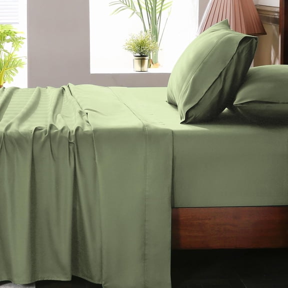 Extra Deep Pocket Queen Sheets 18-24 Inch 1000 Thread Count 100% Egyptian Cotton Sateen Weave Soft Breathable 4 PiecesQueen,Olive Green