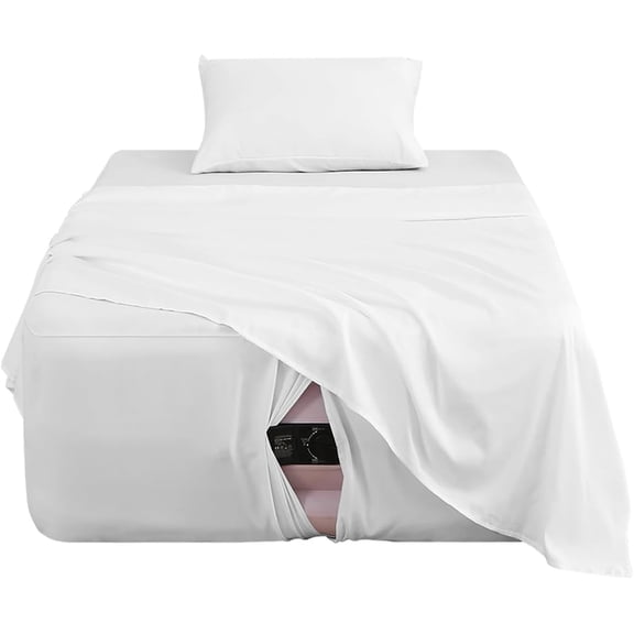 Extra Deep Pocket Twin Sheet Set for Air Mattress, 3 Piece Air Bed Sheets Set with 18-24 Inches Depth, Soft & Breathable Inflatable Bed Sheet Set with Flat Sheet, Fitted Sheet and Pillowcase, White