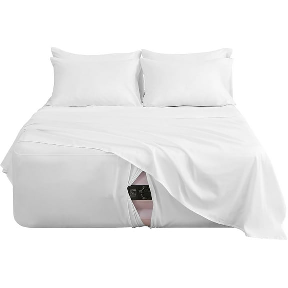 Extra Deep Pocket Twin Sheet Set for Air Mattress, 3 Piece Air Bed Sheets Set with 18-24 Inches Depth, Soft & Breathable Inflatable Bed Sheet Set with Flat Sheet, Fitted Sheet and Pillowcase, White